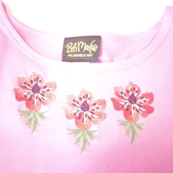 Casual Western Style 3pc Pant Set sz M Black w Pink Floral Embroidery - Picture 16 of 16